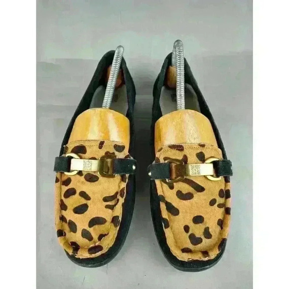Anne Klein Zerega Leopard Print Loafer Black womens shoes sz 8.5 Leather Uppers - Picture 2 of 10